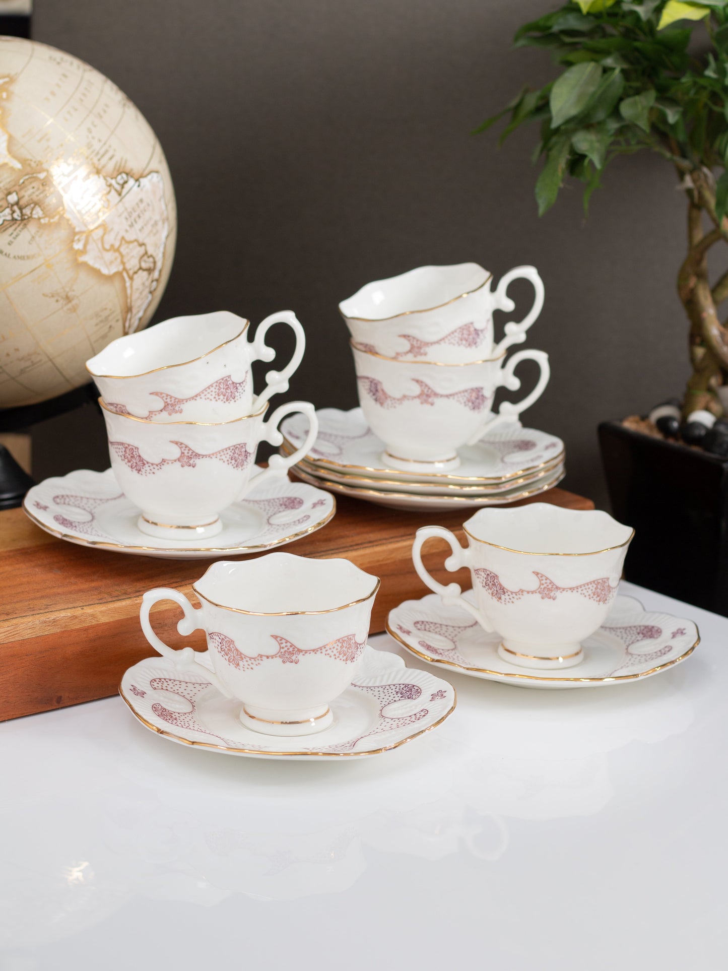 Gul Shalimar Cup & Saucer, 145 ml, Set of 12 (6 Cups + 6 Saucers) (SH903)