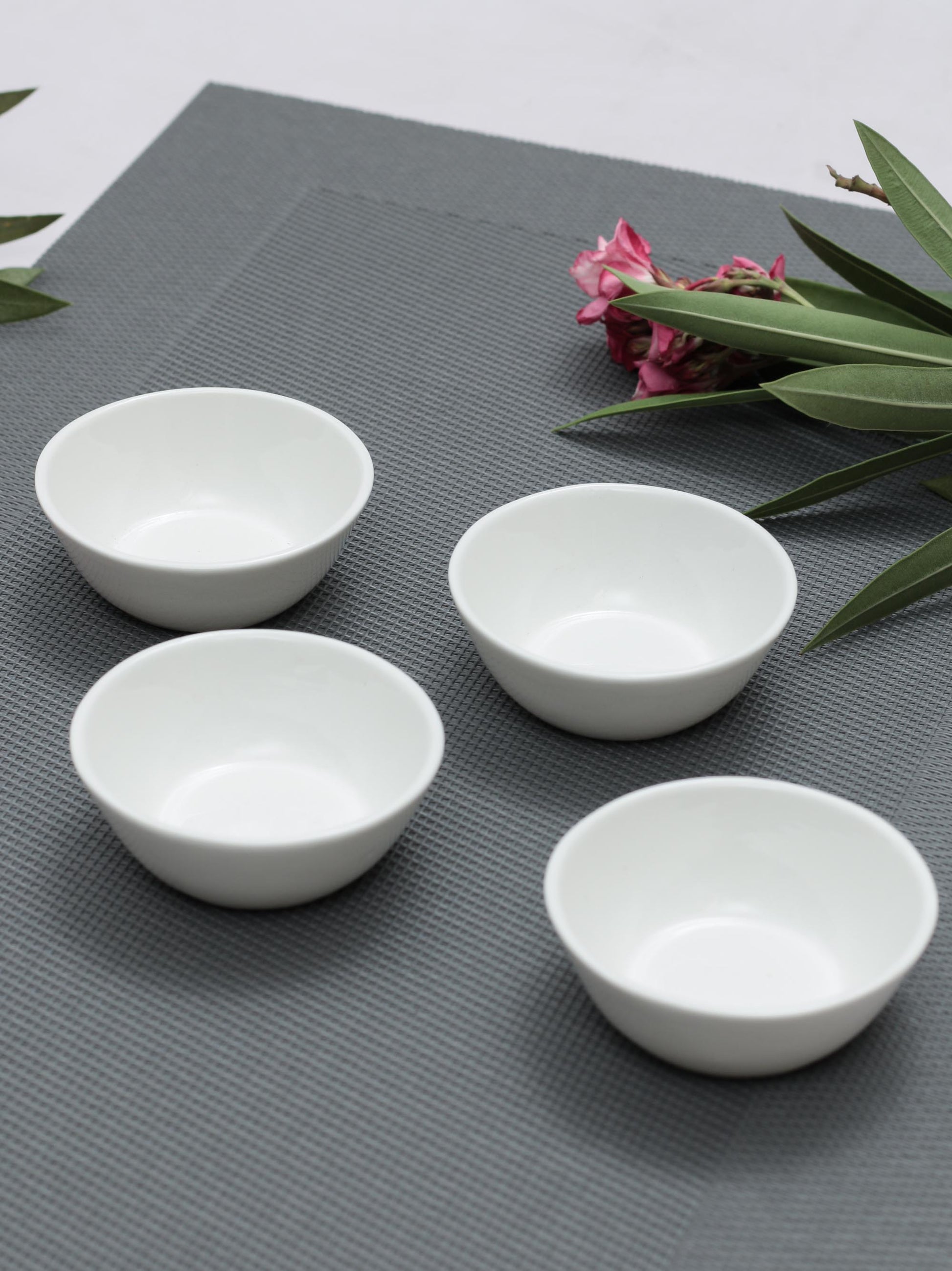 Clay Craft Basic Bowl Nano 4 Piece Plain White - Clay Craft India