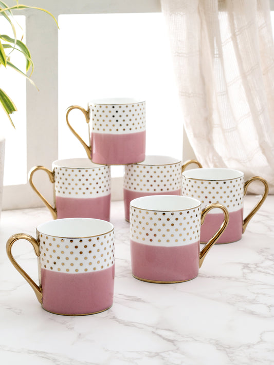 Melon Ebony Plus Coffee & Tea Mugs, 220ml, Set of 6 (E803) - Clay Craft India
