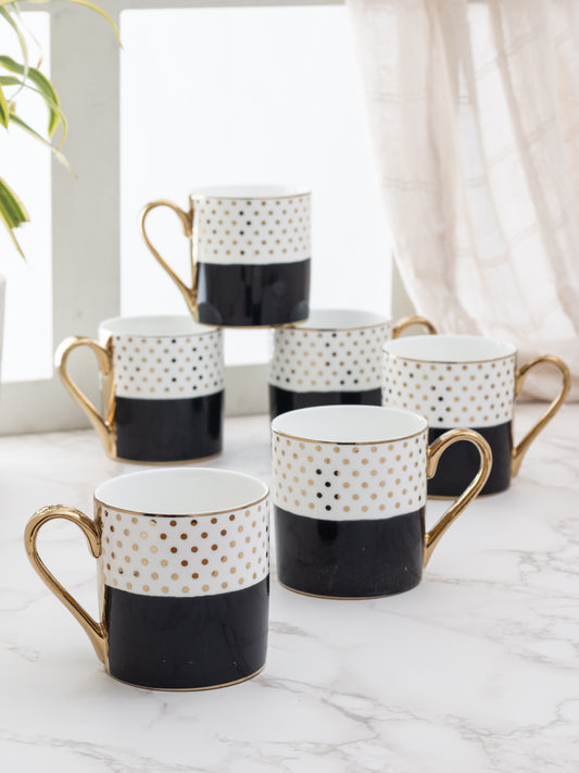 Melon Ebony Plus Coffee & Tea Mugs, 220ml, Set of 6 (E802) - Clay Craft India