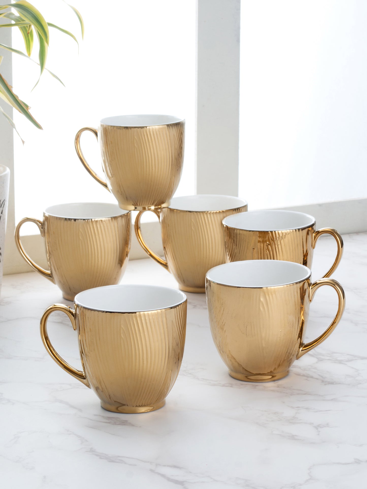 Jingle Impression Ebony Coffee & Tea Mugs, 200ml, Set of 6 (E1G) - Clay Craft India