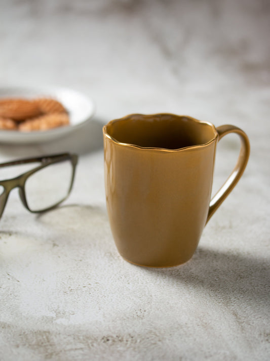Zoe Gold Line Brown Coffee & Milk Mug, 300 ml, 1 Piece