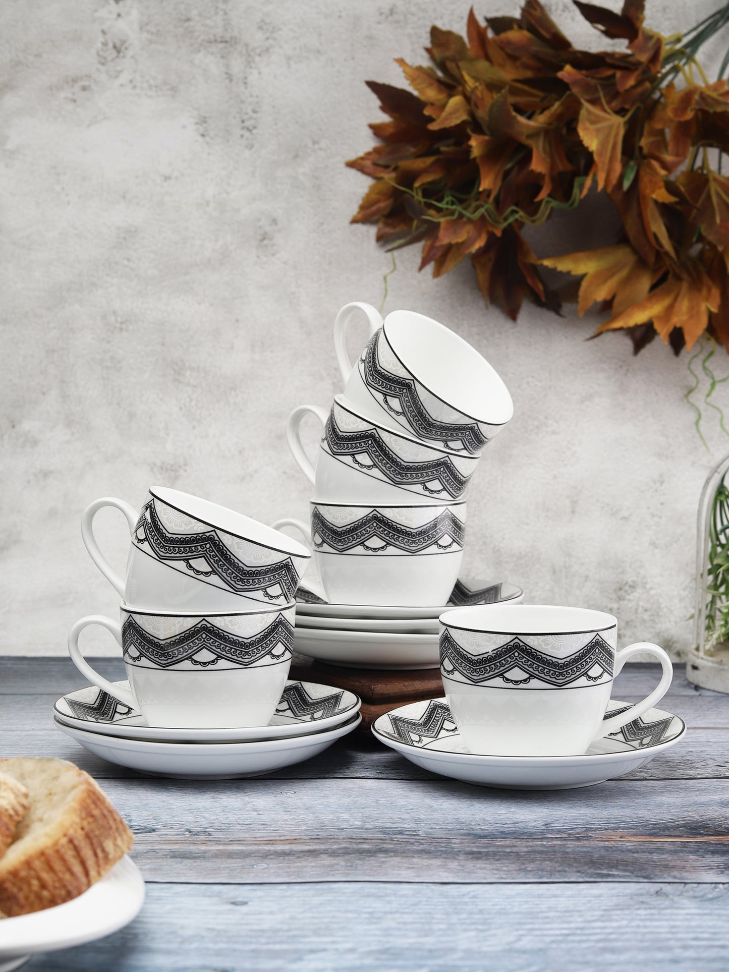 Cream Super Cup & Saucer, 210ml, Sets of 12 (6+6) (S344) - Clay Craft India