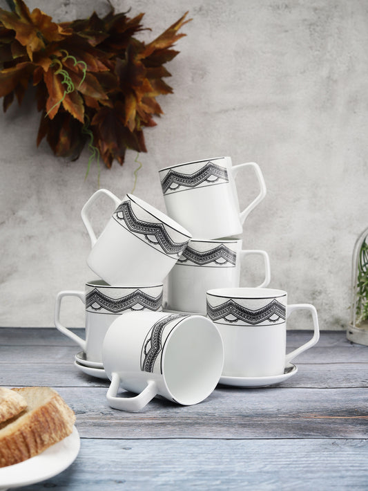 Director Coffee & Tea Mugs with Coaster, 220ml, Set of 6 (6 Cups + 6 Coaster) (S341)