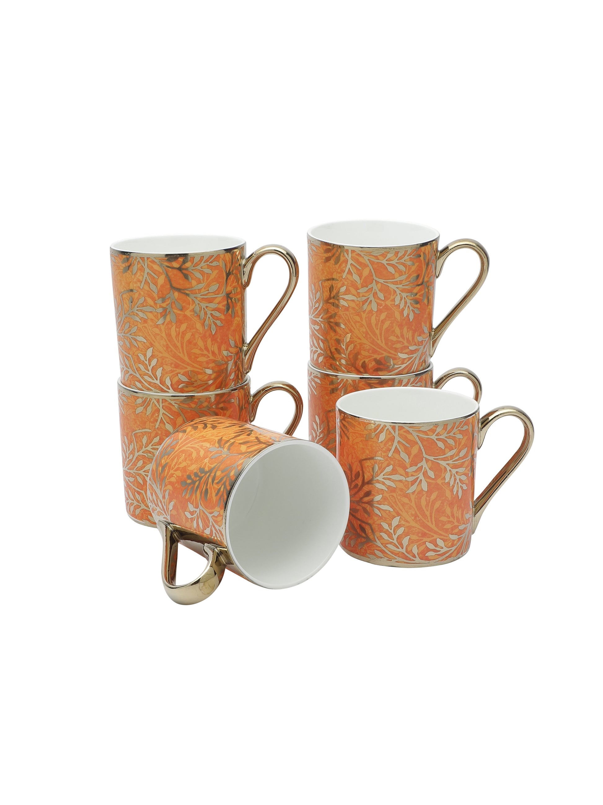 Melon Ebony Plus Coffee & Tea Mugs, 220ml, Set of 6 (DLX815) - Clay Craft India