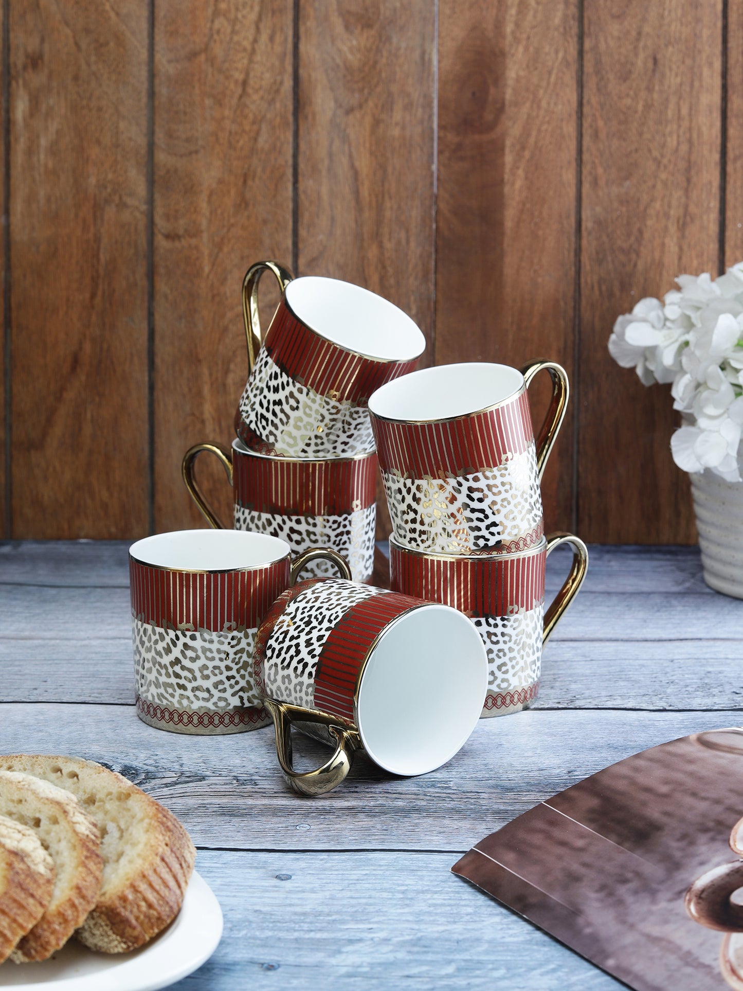 Melon Ebony Plus Coffee & Tea Mugs, 220ml, Set of 6 (DLX812) - Clay Craft India