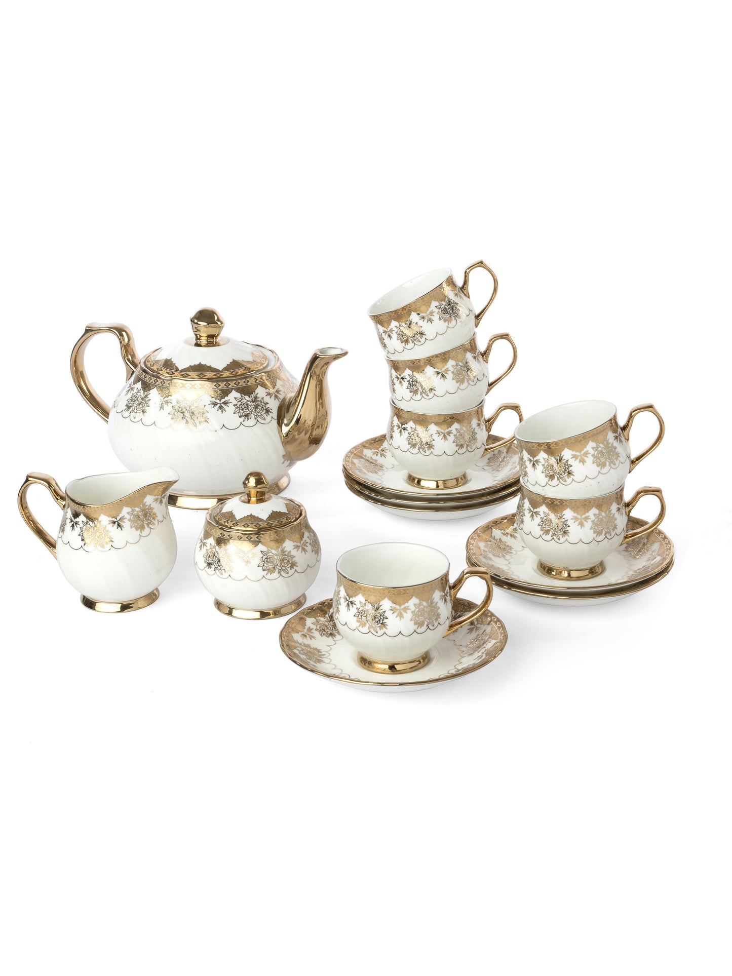Karina Royal Pinewood Ebony Tea Set of 15 (E621)
