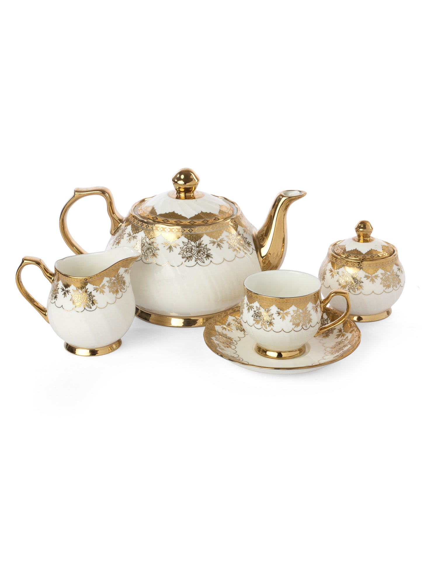 Karina Royal Pinewood Ebony Tea Set of 15 (E621)