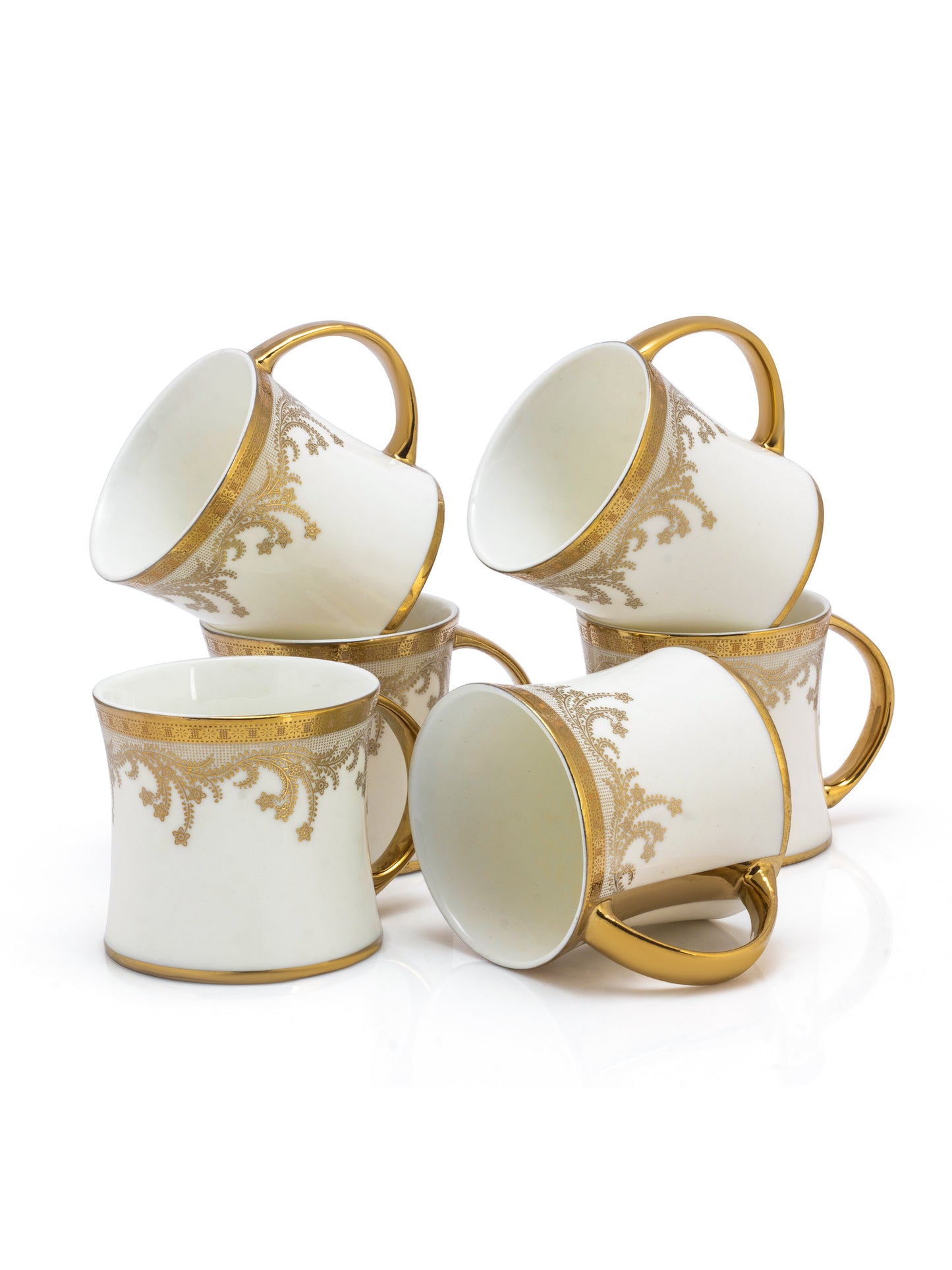 JCPL Diamond Ebony Coffee & Tea Mugs, 220ml, Set of 6 (E669)
