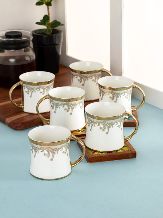 JCPL Diamond Ebony Coffee & Tea Mugs, 170ml, Set of 6 (E669)