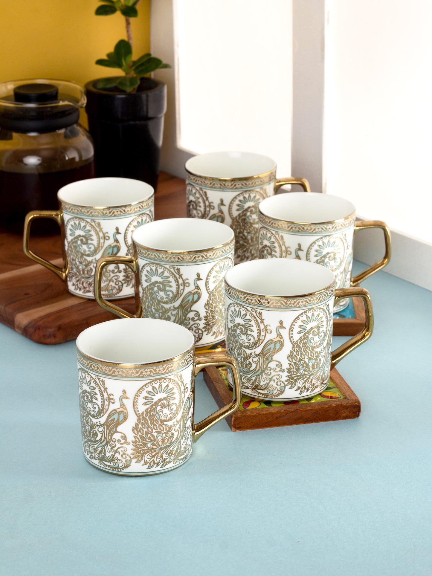 Director Ebony Coffee & Tea Mugs, 200ml, Set of 6 (E697)