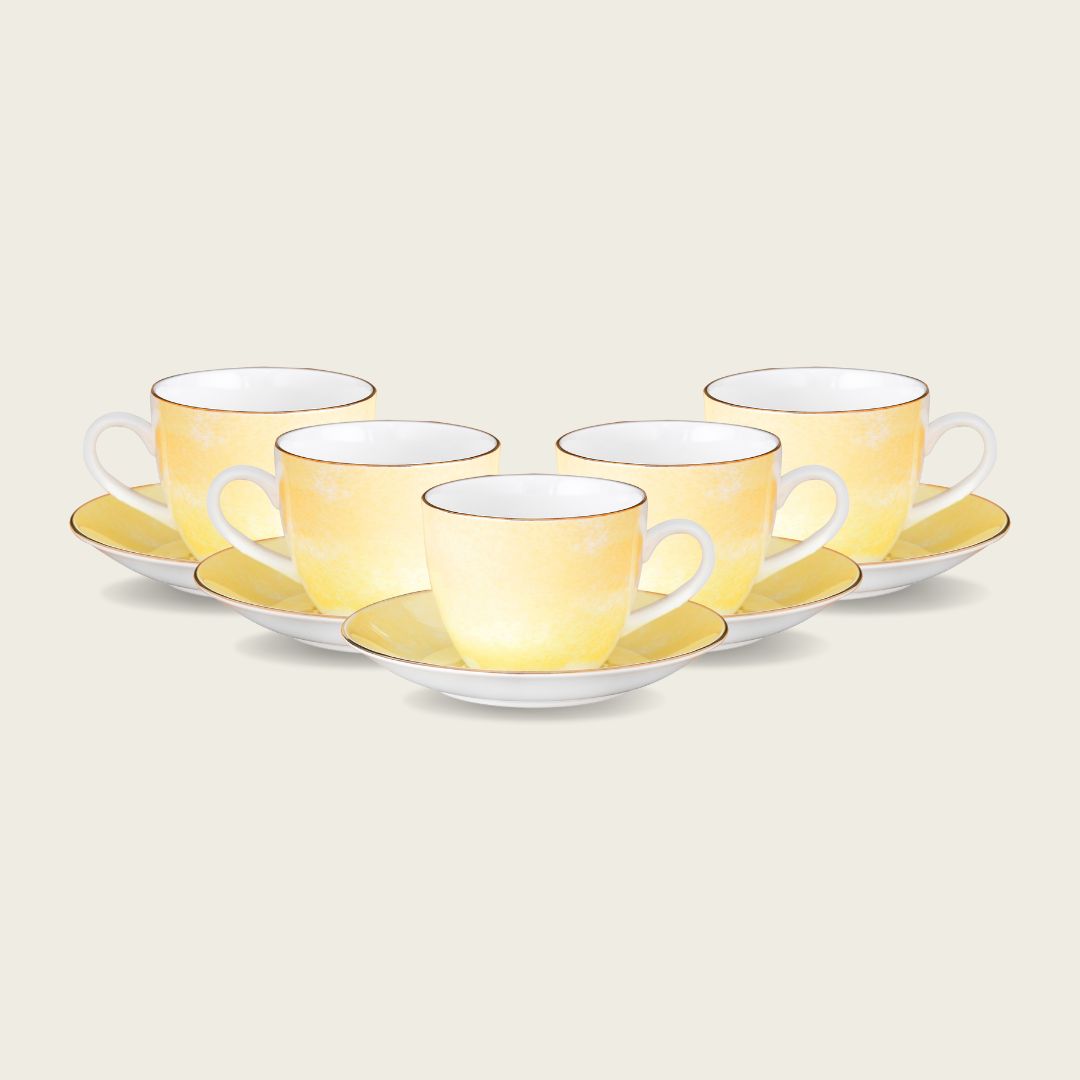 Cream Paradise Cup & Saucer, 170ml, Set of 12 (6 Cups + 6 Saucers) (P501)