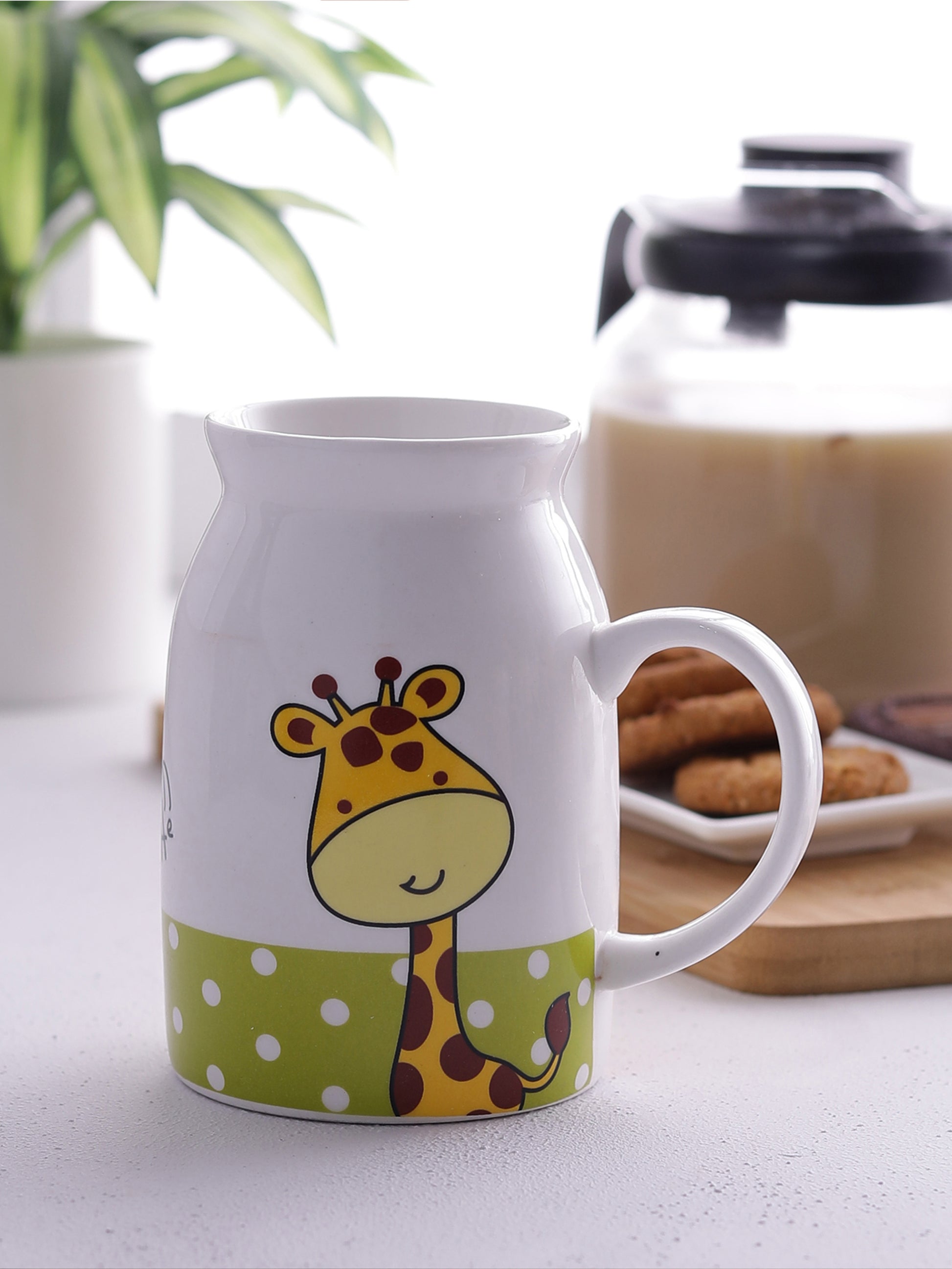 Cane Giraffe Animal Pattern Coffee & Milk Mug, 500ml, 1 Piece - Clay Craft India