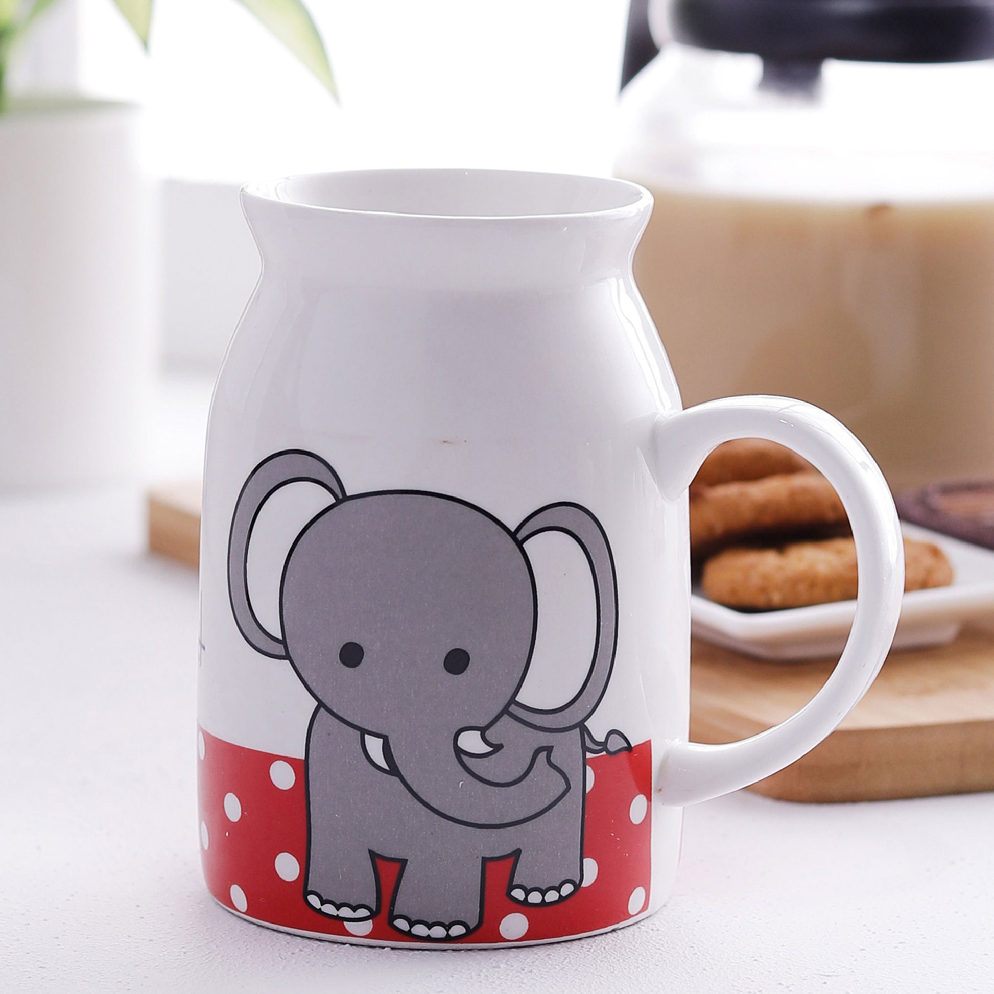 Cane Elephant Animal Pattern Coffee & Milk Mug, 500ml, 1 Piece - Clay Craft India