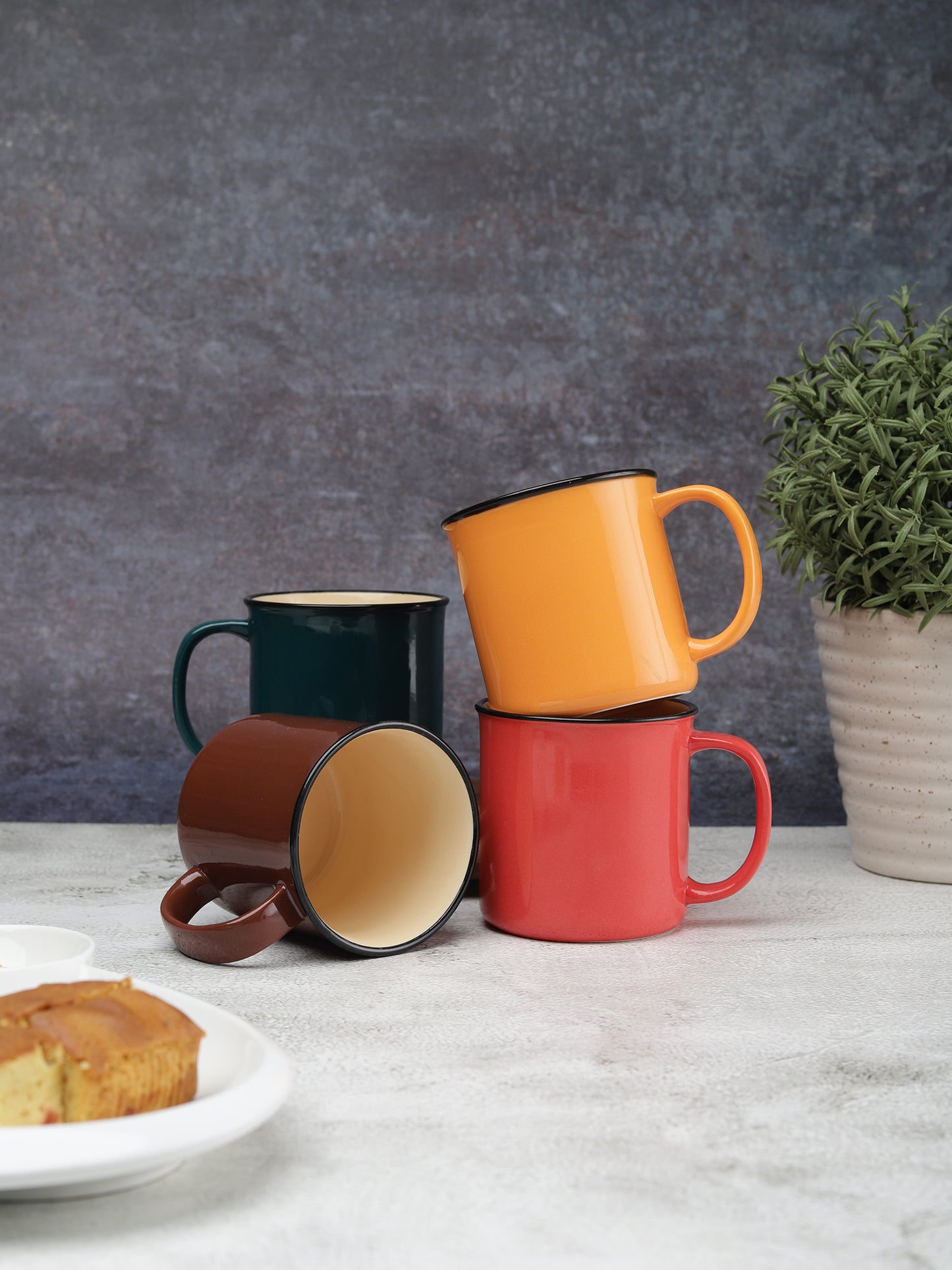 JCPL Marc Coffee Mug/ Tea Cup Medium, Set of 6 - Clay Craft India