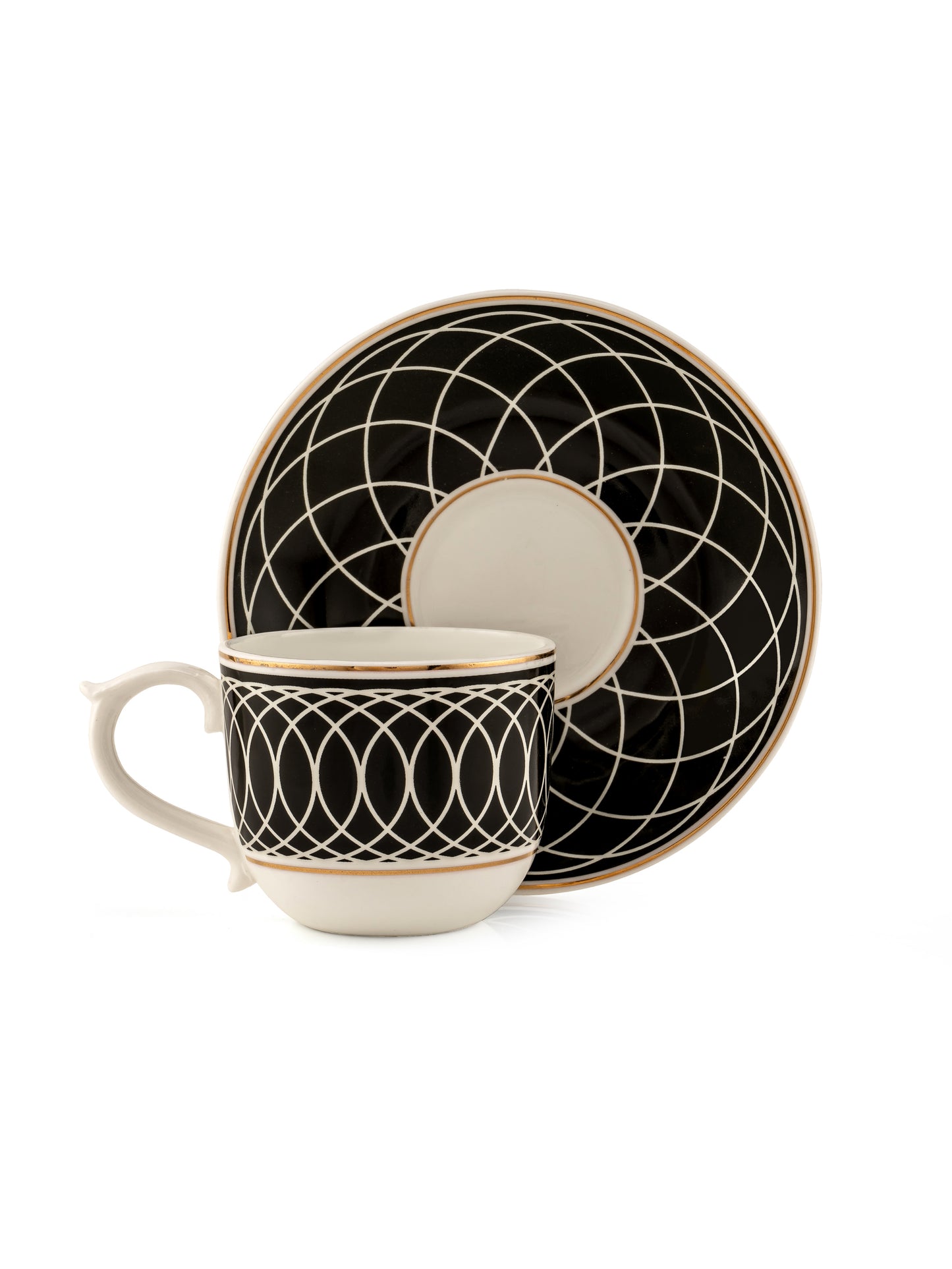 Maharani Noir Cup & Saucer, 160ml, Set of 12 (6 Cups + 6 Saucers) (403)