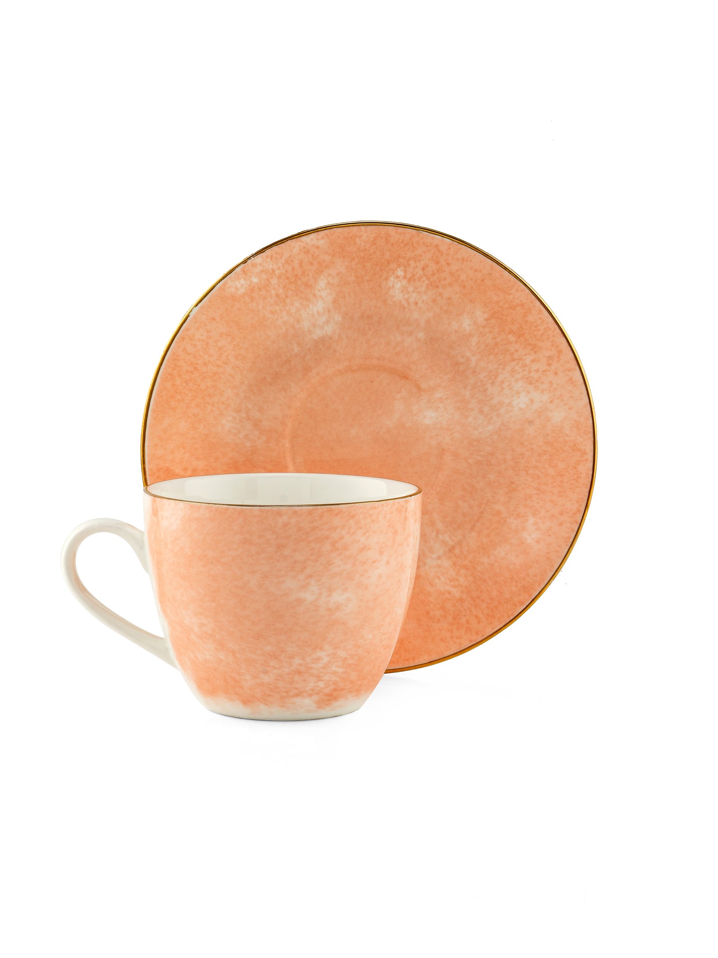 Cream Paradise Cup & Saucer, 210ml, Set of 12 (6 Cups + 6 Saucers) (P502)