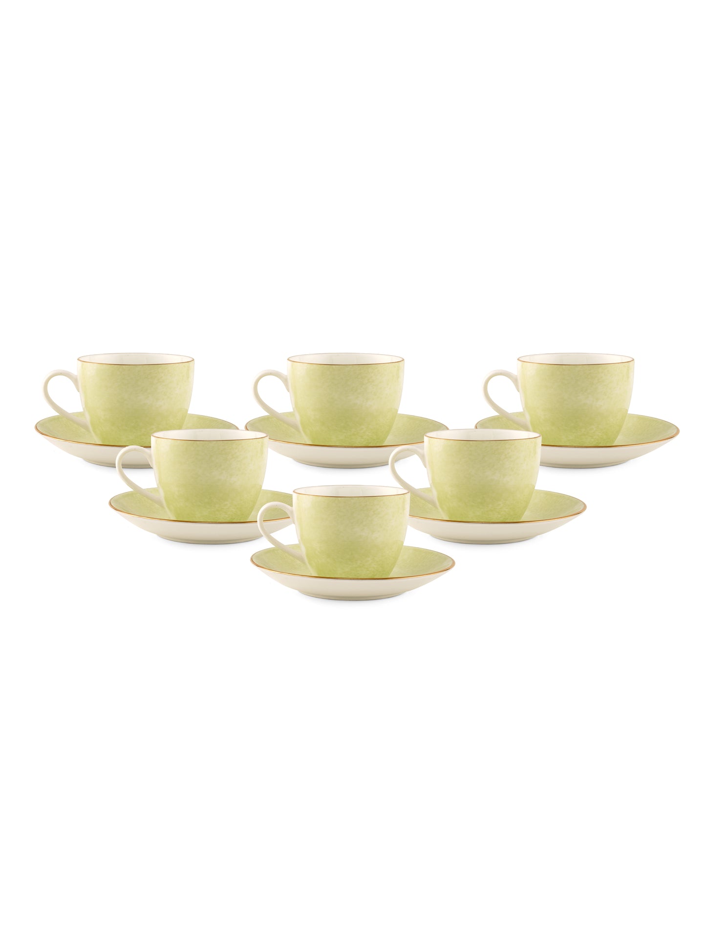 Cream Paradise Cup & Saucer, 170ml, Set of 12 (6 Cups + 6 Saucers) (P504)