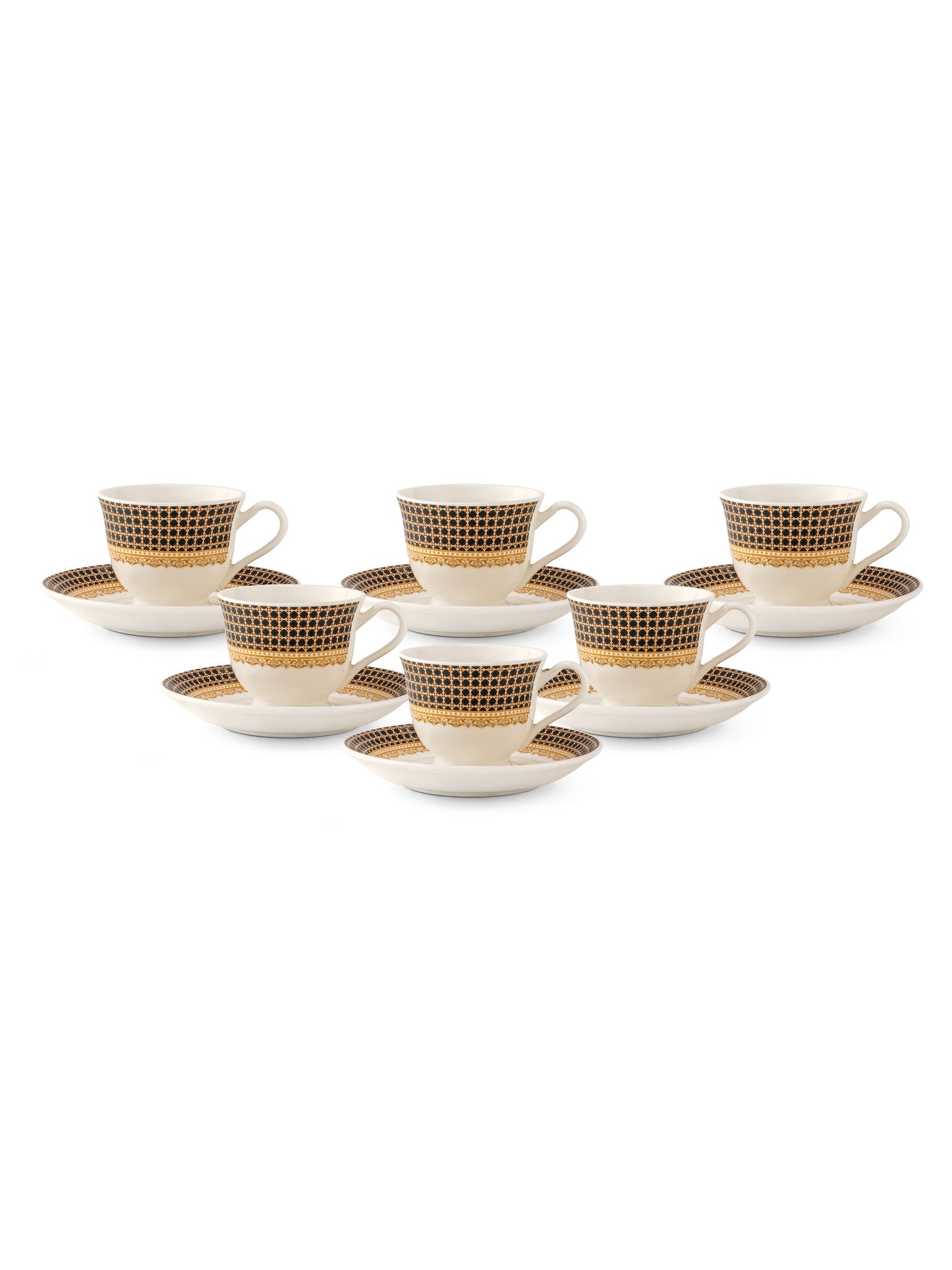 New Georgian Super Cup & Saucer, 140ml, Set of 12 (6 Cups + 6 Saucers) (S368)