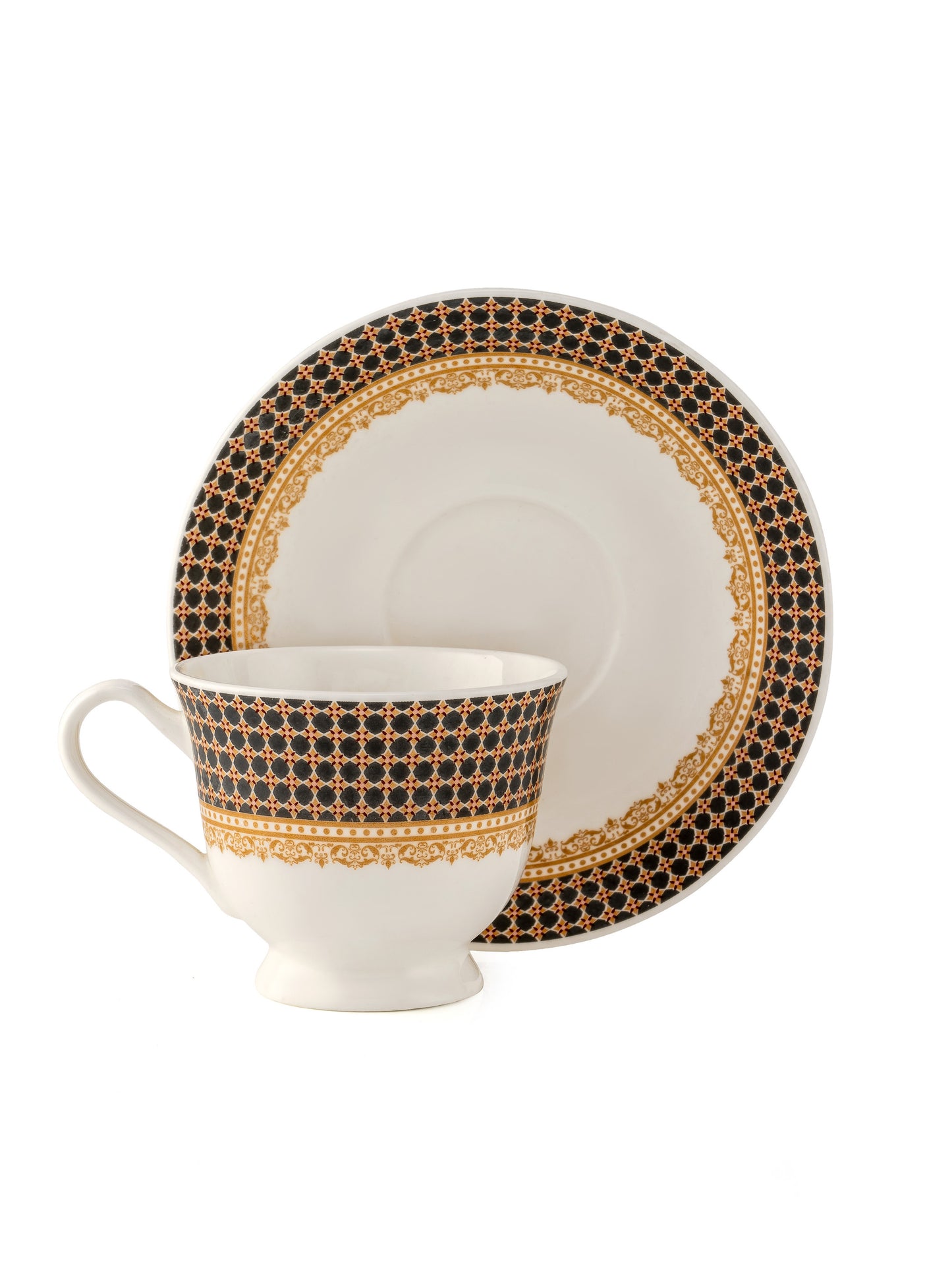 New Georgian Super Cup & Saucer, 140ml, Set of 12 (6 Cups + 6 Saucers) (S368)