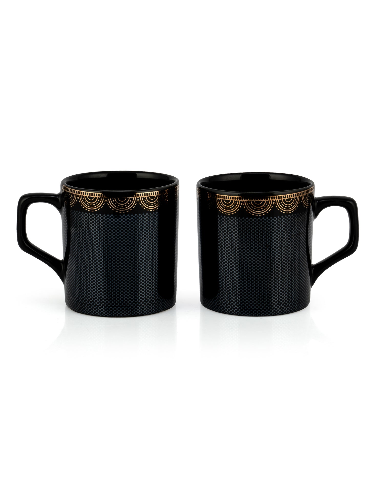 Director Ebony Black Coffee & Tea Mugs, 220ml, Set of 6 (E601)