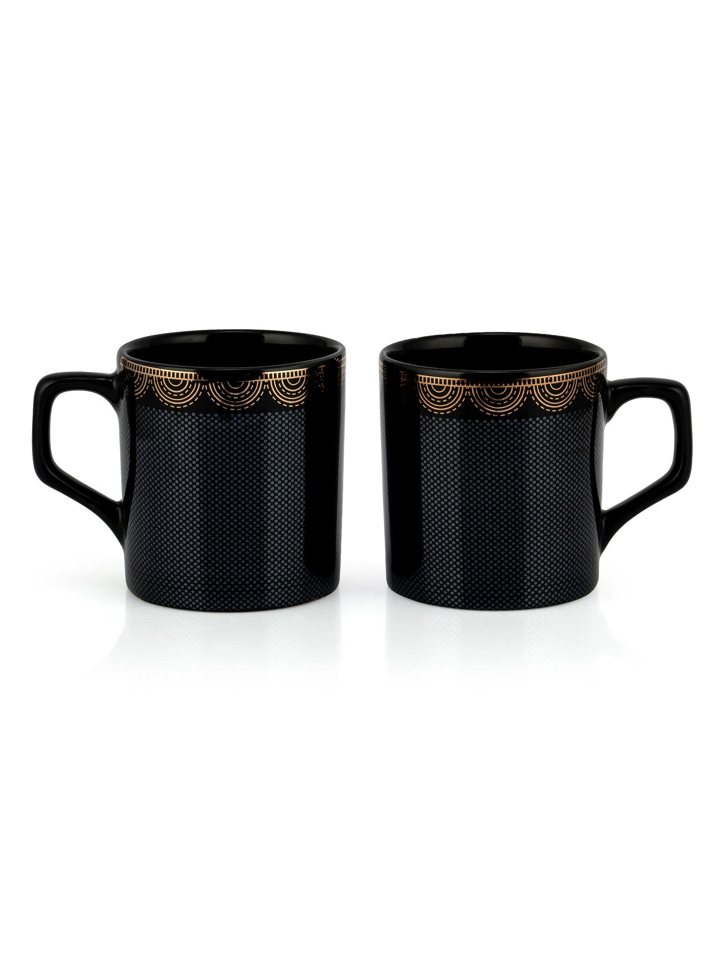 Director Ebony Black Coffee & Tea Mugs, 200ml, Set of 6 (E601)