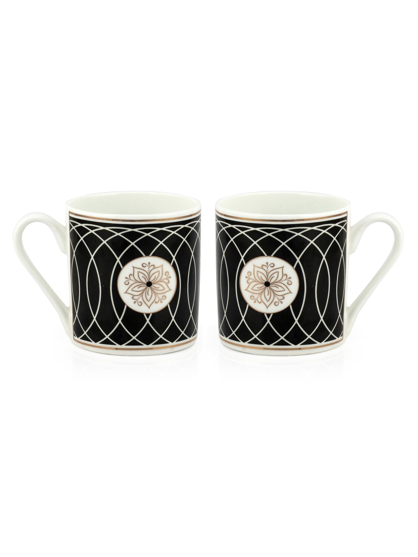 Melon Noir Black Coffee & Tea Mugs, 210ml, Set of 6 (N403)