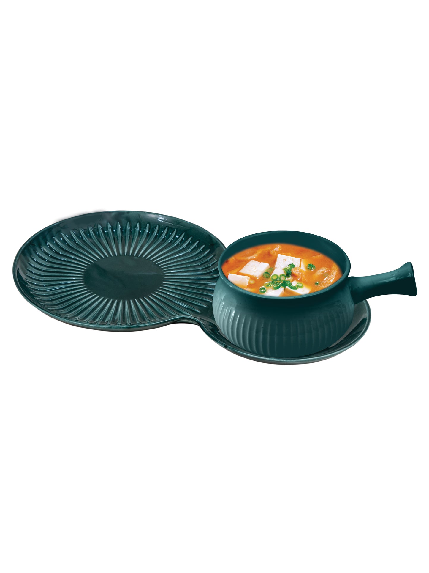 Grande Bowl and Large Plate Set for Snack and Serving, 2 pcs, Green