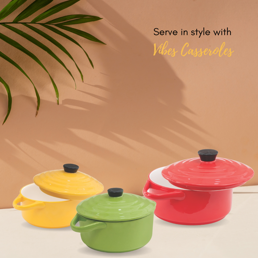 JCPL Vibes Casserole Set of 3, Multicolour