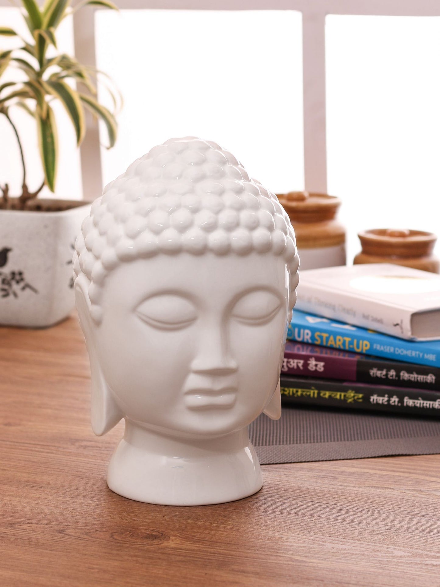 Clay Craft Basics Ceramic Buddha Head Statue for Home Decor - Clay Craft India