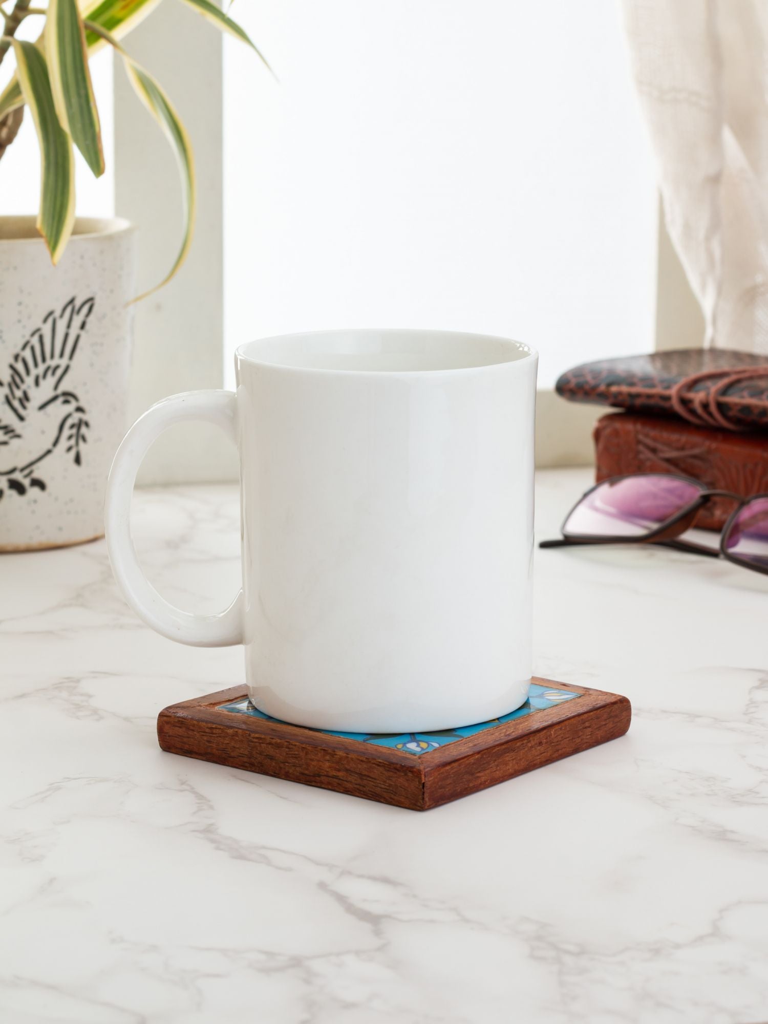 Microwave Safe Fine Ceramic Coffee/ Milk Mug White 1 Piece 340ml - Clay Craft India
